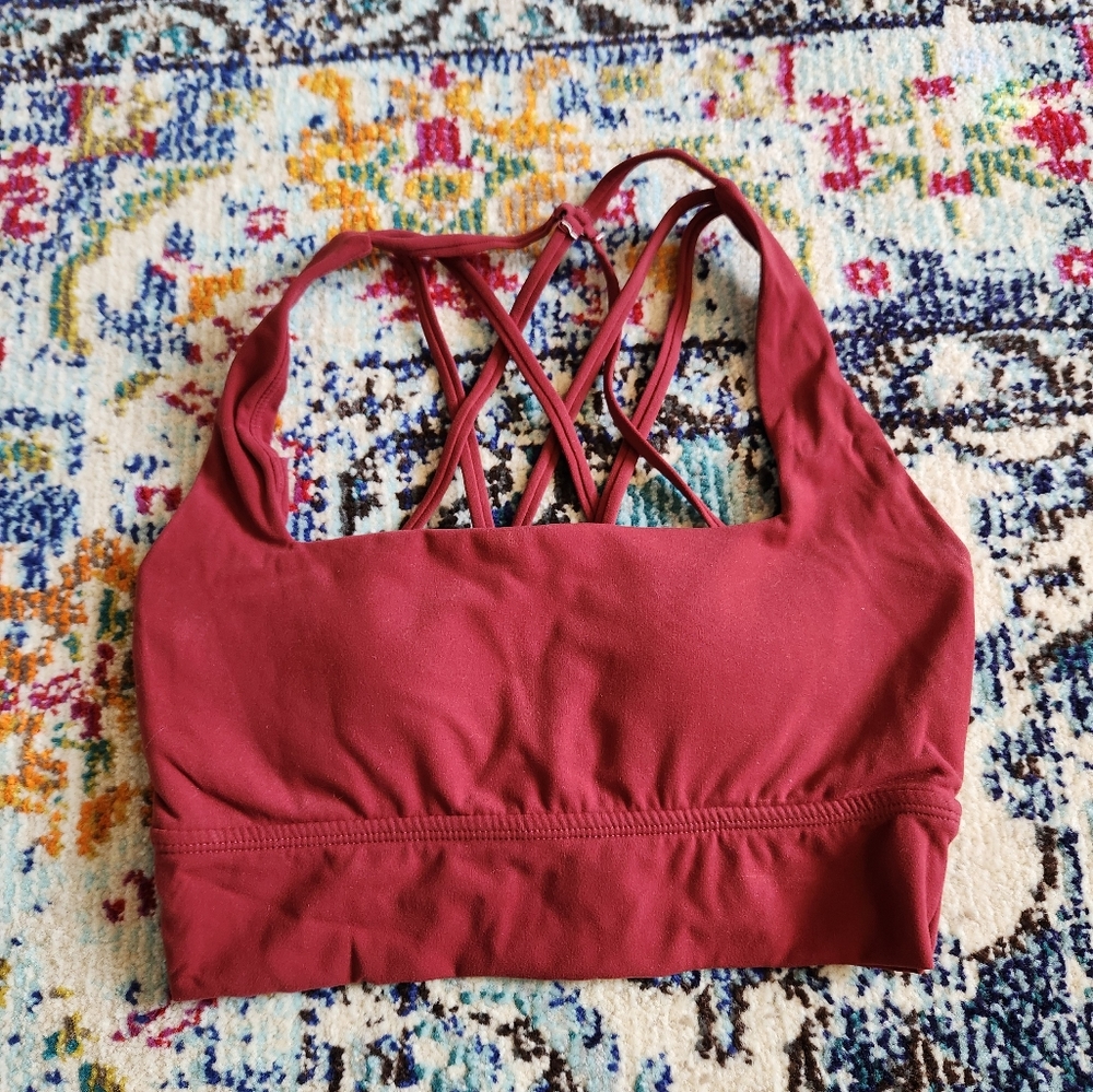 BuffBunnyRevolution Strappy Sports Bra - Small - Vineyard Dark Red